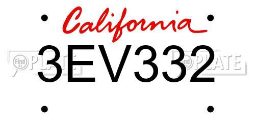 3EV332 California License Plate