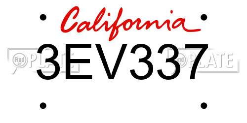 3EV337 California License Plate