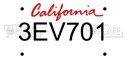 3EV701 California License Plate