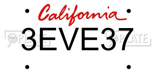 3EVE37 California License Plate
