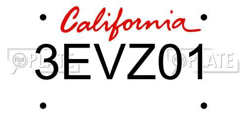 3EVZ01 California License Plate
