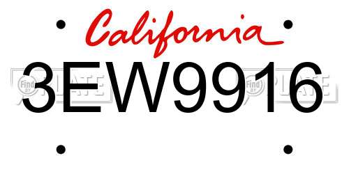 3EW9916 California License Plate