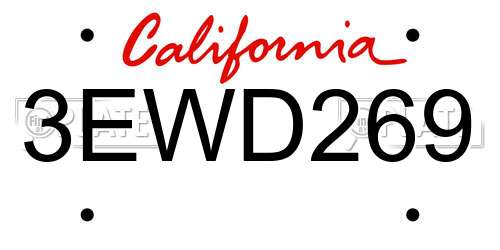 3EWD269 California License Plate