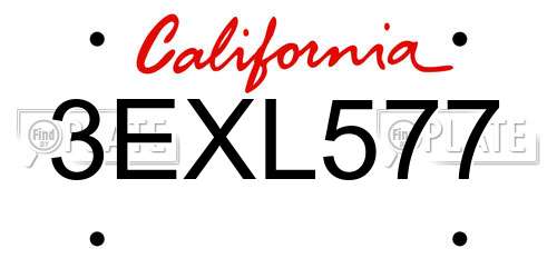 3EXL577 California License Plate