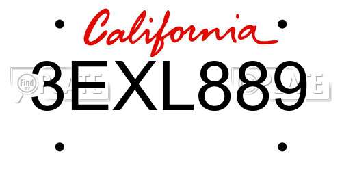 3EXL889 California License Plate