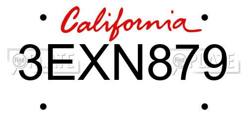 3EXN879 California License Plate
