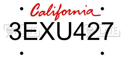 3EXU427 California License Plate