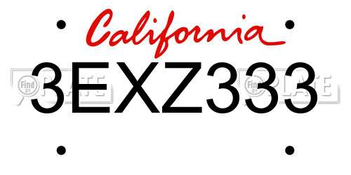 3EXZ333 California License Plate