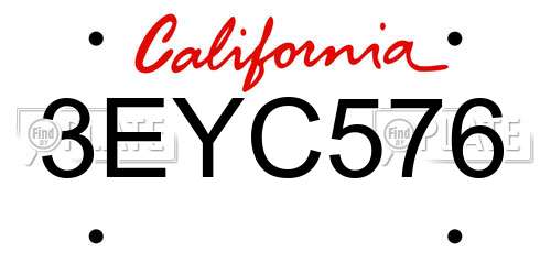 3EYC576 California License Plate