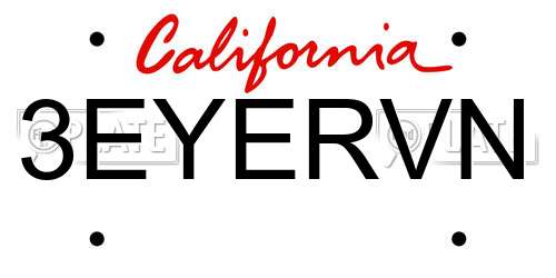 3EYERVN California License Plate