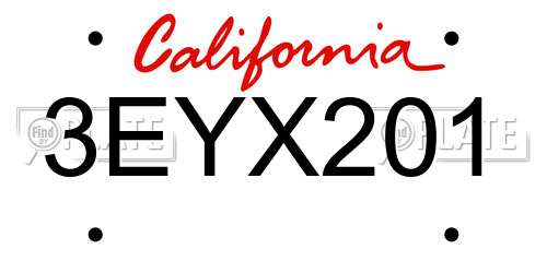 3EYX201 California License Plate