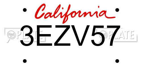 3EZV57 California License Plate