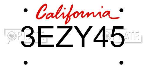 3EZY45 California License Plate