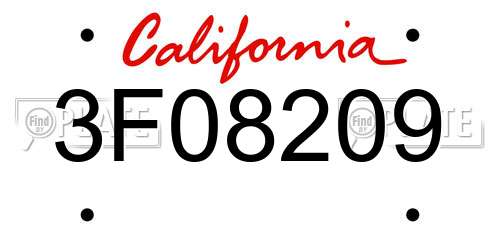 3F08209 California License Plate