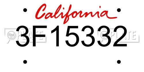 3F15332 California License Plate