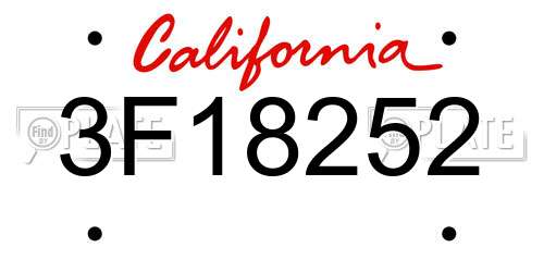 3F18252 California License Plate