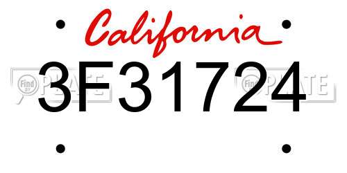 3F31724 California License Plate