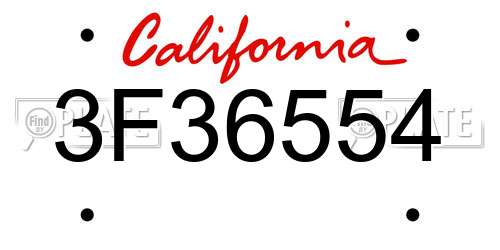3F36554 California License Plate