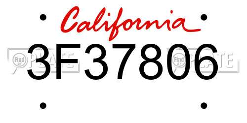 3F37806 California License Plate