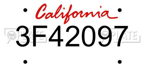 3F42097 California License Plate