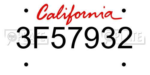 3F57932 California License Plate