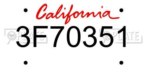 3F70351 California License Plate