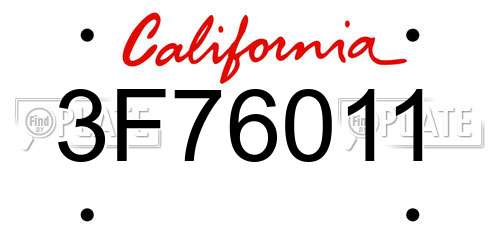 3F76011 California License Plate