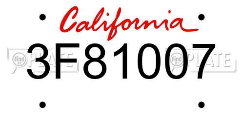 3F81007 California License Plate