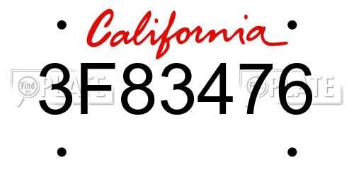 3F83476 California License Plate