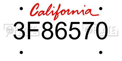 3F86570 California License Plate