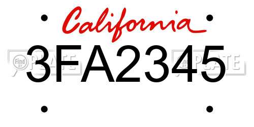 3FA2345 California License Plate