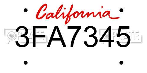 3FA7345 California License Plate