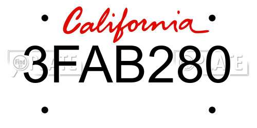 3FAB280 California License Plate