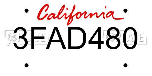 3FAD480 California License Plate