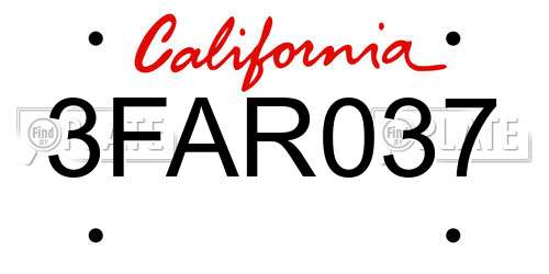 3FAR037 California License Plate