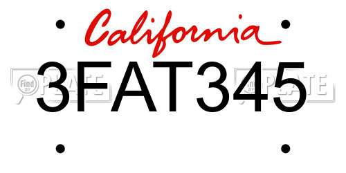 3FAT345 California License Plate