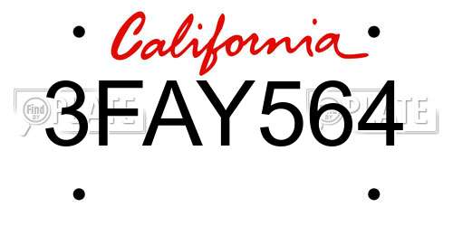 3FAY564 California License Plate