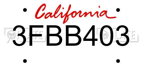 3FBB403 California License Plate