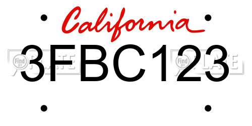 3FBC123 California License Plate
