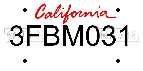3FBM031 California License Plate