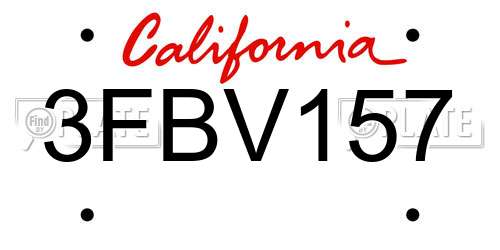 3FBV157 California License Plate