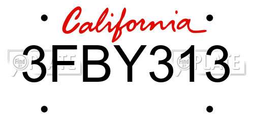 3FBY313 California License Plate