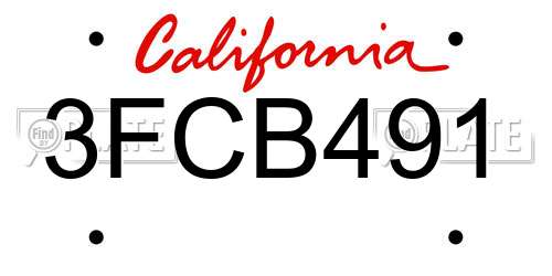 3FCB491 California License Plate
