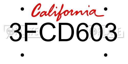 3FCD603 California License Plate