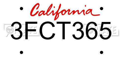 3FCT365 California License Plate