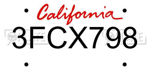 3FCX798 California License Plate