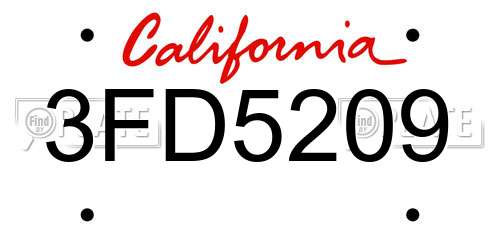3FD5209 California License Plate