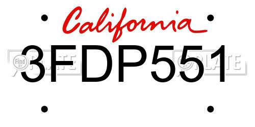 3FDP551 California License Plate
