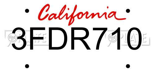 3FDR710 California License Plate