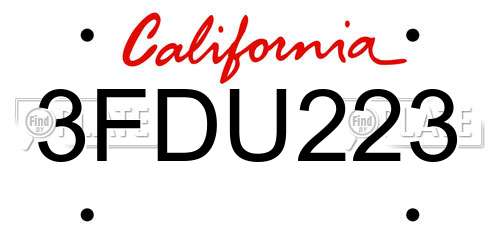 3FDU223 California License Plate